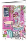 Happy Birthday - Girl drinking tea card