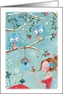 Merry Christmas - Girl with owls card