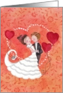 Congratulations Wedding - Bride & Groom with Hearts card