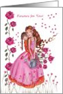 Thank you - Flowers for you! - Girl with roses card