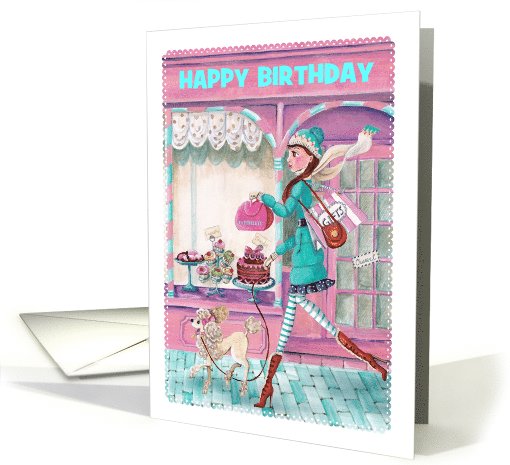 Happy Birthday - Girl with Birthday Cake card (1039813)