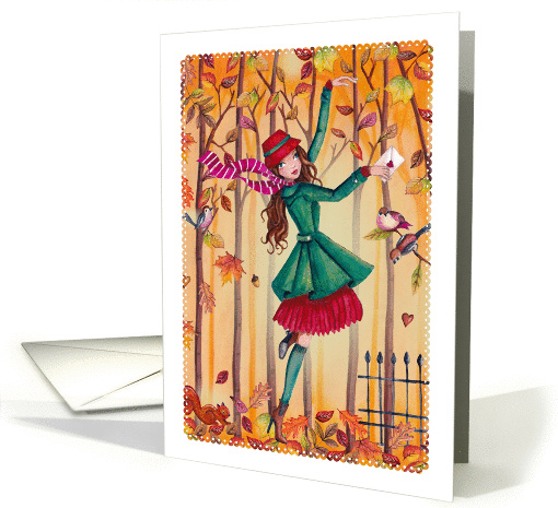 Happy Thanksgiving - Girl in the forest card (1163524)