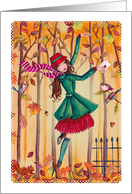 Happy Thanksgiving - Girl in the forest card