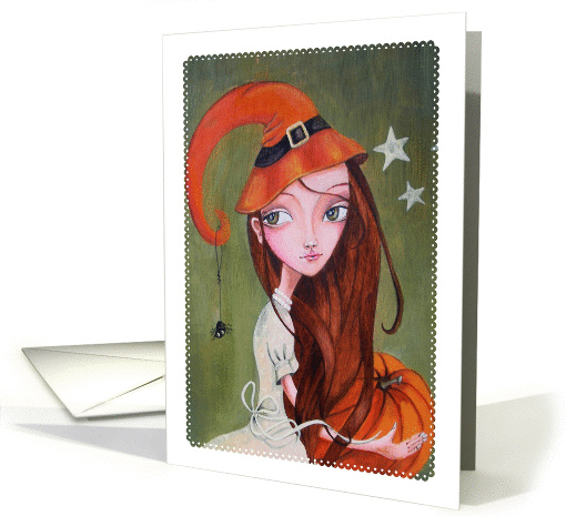 Happy Halloween - Witch with pumkin card (1163842)