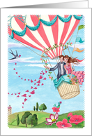 Congratulations - Couple in Hot Air Balloon card