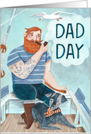 Fathers day Red beard Captain on a Boat with Dog card