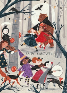 Happy Halloween Witches and Woodland Creatures