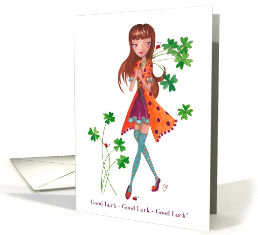 Good Luck - Girl with Clover card (887778)