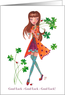 Good Luck - Girl with Clover card