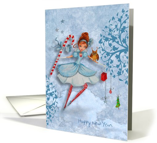 New Year - Girl in the clouds card (888957)