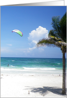 Thank You, Kite Surfing at Tulum Beach - Palm tree and Caribbean Ocean card