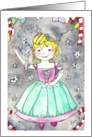 Christmas Snowflake Ballerina Cute Girl with Candy Canes card