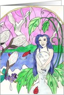 Spring mermaid blank Card