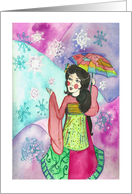 Happy new year geisha card