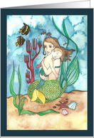 Mermaid Mother and sleeping merchild card