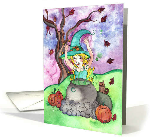 Toil and Trouble Halloween Witch card (1455876)