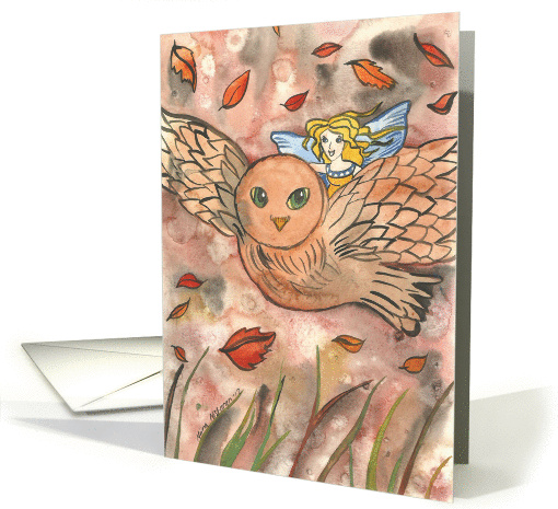 Mabon Blessings Fairy and Owl card (1456076)