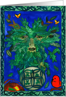 Green Man Happy Birthday card