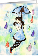 Flying Umbrella Happy Birthday card