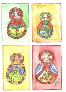 Matryoshkas smile on your birthday card
