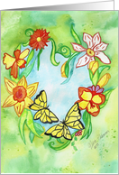 Flower heart birthday card
