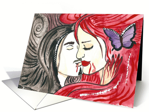 Vampire kiss halloween card (971365)