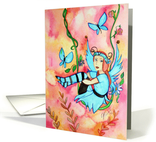 Fairy swing birthday card (971589)