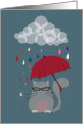 Let it Rain - Cat with umbrella card