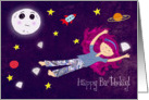 Happy Birthday - Girl in the space card
