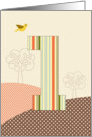 Happy 1st Birthday, Bird, Trees, Big Plaid ’1’ card