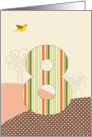 Happy 8th Birthday, Bird, Trees, Big Plaid ’8’ card