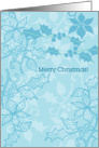 Merry Christmas - Blue holly and mistletoe card