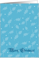 Merry Christmas - Blue holly and mistletoe card