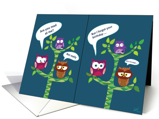 Owls - Happy Belated Birthday - Sorry its late. card (971405)