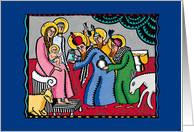 Happy Holidays - Baby Jesus, Mary, Joseph and the Three Kings card