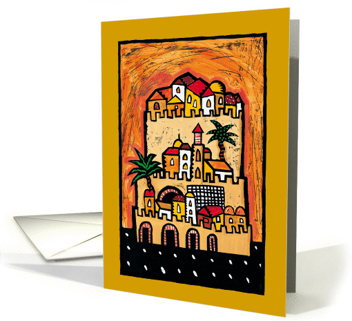 Palm Sunday Blessing card - Palm trees in Old Jerusalem card (944752)