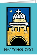 Happy holidays greeting card - Gate in Old Jerusalem with evening star card