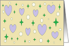 lavender hearts and green stars card