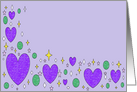 Purple sparkle hearts card