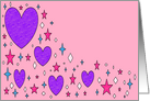 purple hearts and pink stars card