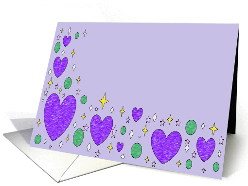 Purple sparkle hearts card (910067)