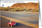 Belated Birthday - Teddy Bears Driving Speeding On Highway card