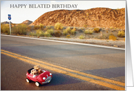 Belated Birthday - Teddy Bears Driving Speeding On Highway card