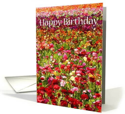 Happy Birthday Friend - Flower Field of Ranunculus card (929290)