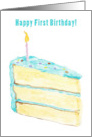 Happy First Birthday Vanilla Cake with Candle card