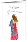 Graduation for women Beautiful woman with graduation cap and gown card