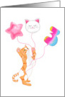 Happy Third Birthday Cat With Balloons card