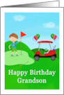 Happy Birthday Grandson Boy Golfer On Golf Course card