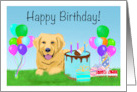 Happy Birthday Golden Retriever With Birthday Cake card
