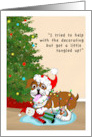 Merry Christmas Funny English Bulldog Tangled In Christmas Lights card
